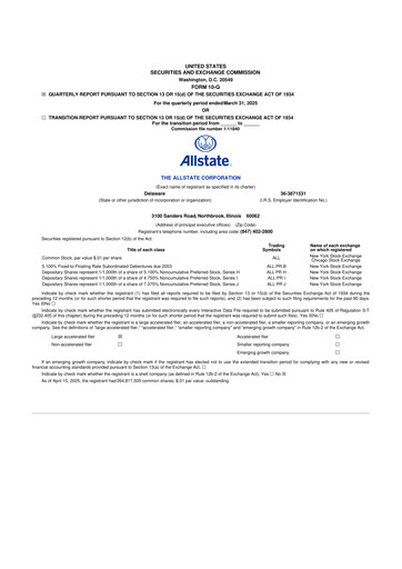 Thumbnail Allstate 10-Q Quarterly Report FY2025 