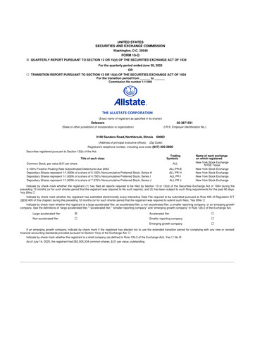 Thumbnail Allstate 10-Q Quarterly Report FY2025 