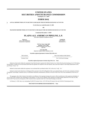 Thumbnail Plains All American Pipeline 10-K Annual Report 