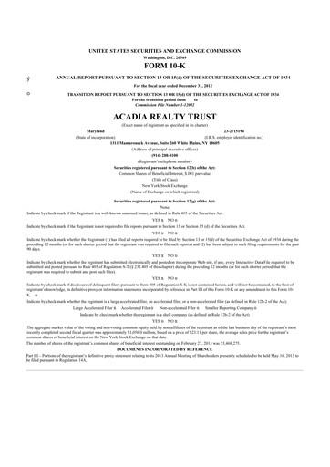 Thumbnail Acadia Realty Trust
 10-K Annual Report 2012