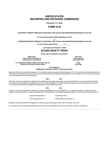 Thumbnail Acadia Realty Trust
 10-Q Quarterly Report FY2016 