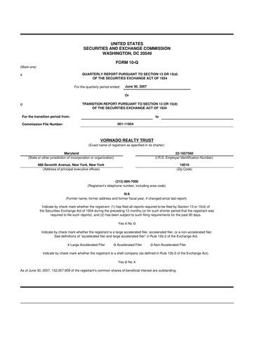 Miniature Vornado Realty Trust
 10-Q Rapport trimestriel  