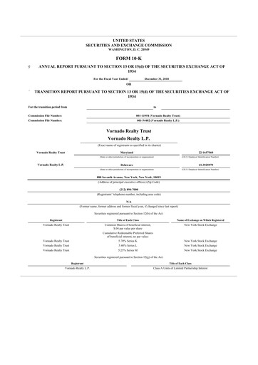 Thumbnail Vornado Realty Trust
 10-K Annual Report 