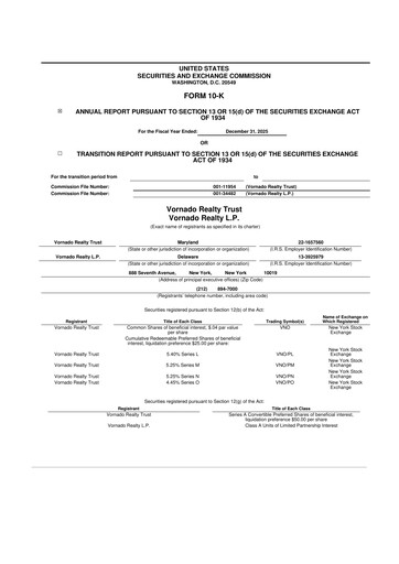 Miniature Vornado Realty Trust
 10-K Rapport annuel 2025