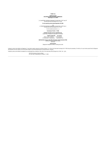 Miniature Tanger Inc.
 10-Q Rapport trimestriel  