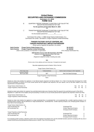 Miniature Tanger Inc.
 10-Q Rapport trimestriel 2023 