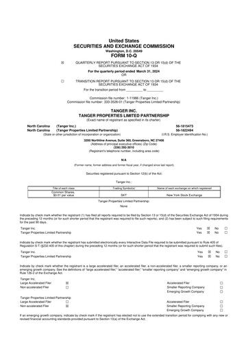Miniature Tanger Inc.
 10-Q Rapport trimestriel 2024 