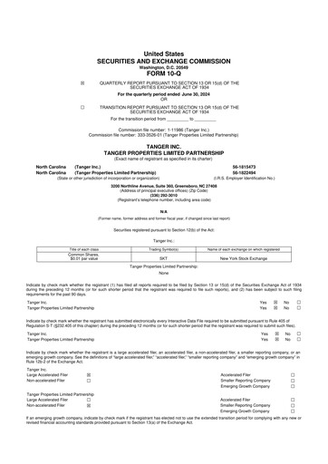 Miniature Tanger Inc.
 10-Q Rapport trimestriel 2024 