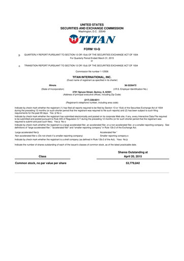Thumbnail Titan International 10-Q Quarterly Report FY2015 