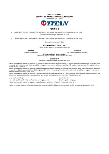 Thumbnail Titan International 10-Q Quarterly Report FY2015 