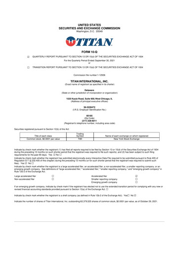 Thumbnail Titan International 10-Q Quarterly Report FY2021 
