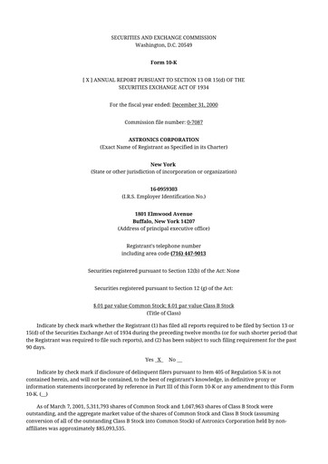 Thumbnail Astronics Corporation
 10-K Annual Report 