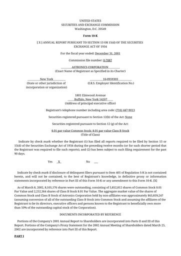 Thumbnail Astronics Corporation
 10-K Annual Report 