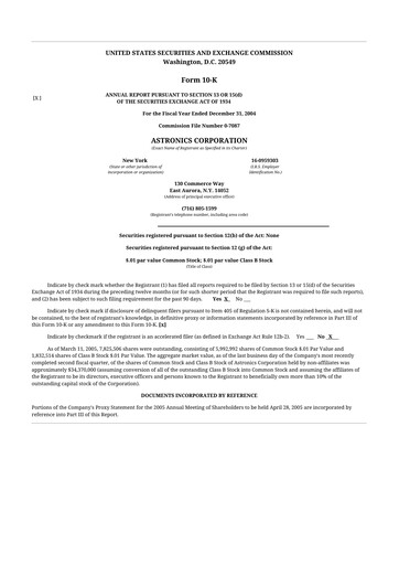Thumbnail Astronics Corporation
 10-K Annual Report 