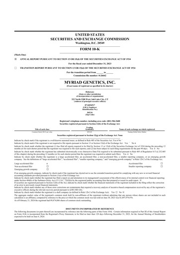 Thumbnail Myriad Genetics 10-K Annual Report 2023