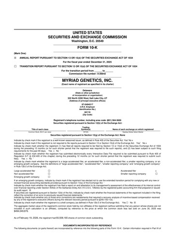 Thumbnail Myriad Genetics 10-K Annual Report 2025