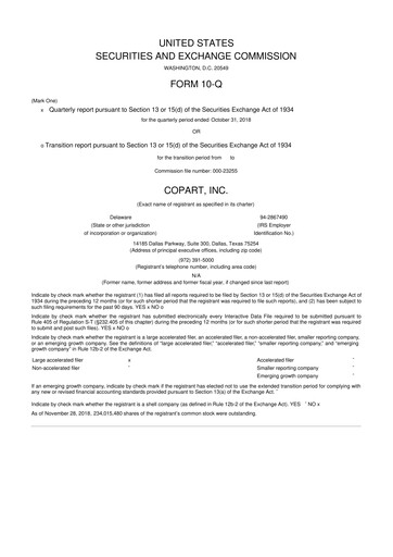 Thumbnail Copart
 10-Q Quarterly Report FY2019 