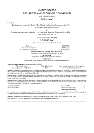 Thumbnail Copart
 10-Q Quarterly Report FY2019 