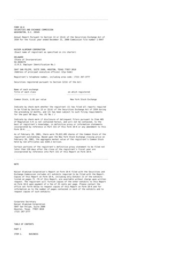 Thumbnail Kaiser Aluminum
 10-K Annual Report 