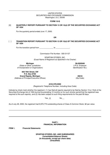 Miniature SpartanNash
 10-Q Rapport trimestriel  