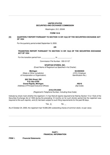 Miniature SpartanNash
 10-Q Rapport trimestriel  