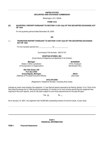 Miniature SpartanNash
 10-Q Rapport trimestriel  