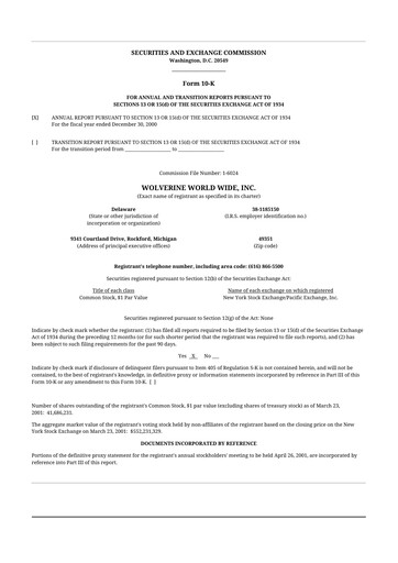 Thumbnail Wolverine World Wide
 10-K Annual Report 