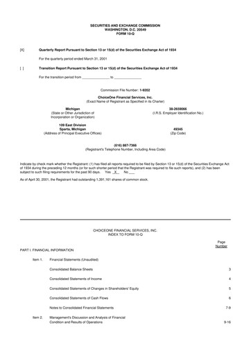 Vorschaubild ChoiceOne Financial Services 10-Q Quartalsbericht  