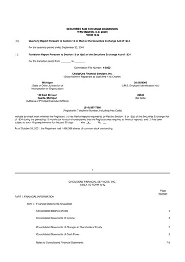 Vorschaubild ChoiceOne Financial Services 10-Q Quartalsbericht  