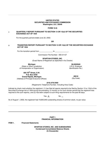 Miniature SpartanNash
 10-Q Rapport trimestriel  