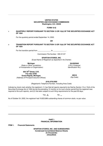 Miniature SpartanNash
 10-Q Rapport trimestriel  