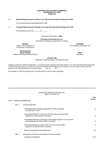 Vorschaubild ChoiceOne Financial Services 10-Q Quartalsbericht  