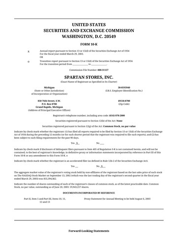 Thumbnail SpartanNash
 10-K Annual Report 