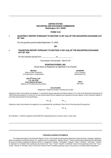 Miniature SpartanNash
 10-Q Rapport trimestriel  