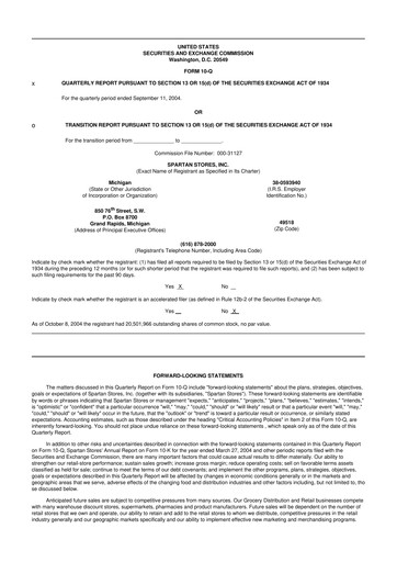 Miniature SpartanNash
 10-Q Rapport trimestriel  