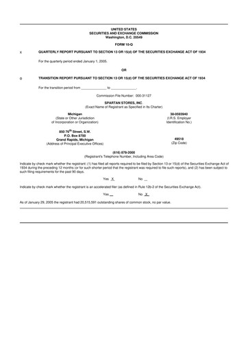 Miniature SpartanNash
 10-Q Rapport trimestriel  