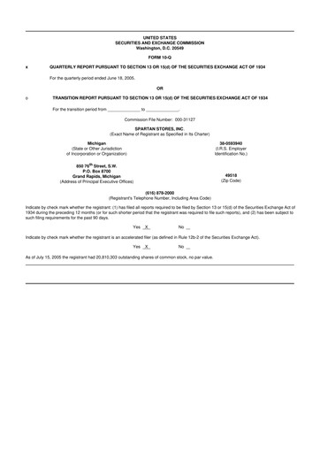 Miniature SpartanNash
 10-Q Rapport trimestriel  