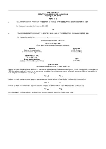 Miniature SpartanNash
 10-Q Rapport trimestriel  