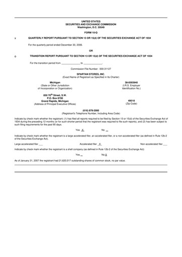 Miniature SpartanNash
 10-Q Rapport trimestriel  