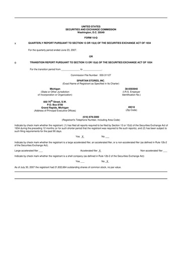 Miniature SpartanNash
 10-Q Rapport trimestriel  