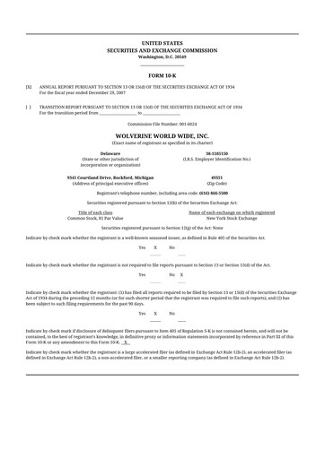 Thumbnail Wolverine World Wide
 10-K Annual Report 