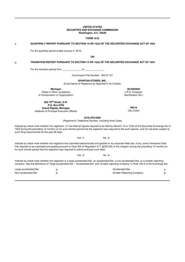Miniature SpartanNash
 10-Q Rapport trimestriel  