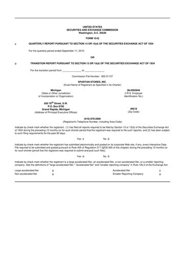 Miniature SpartanNash
 10-Q Rapport trimestriel  