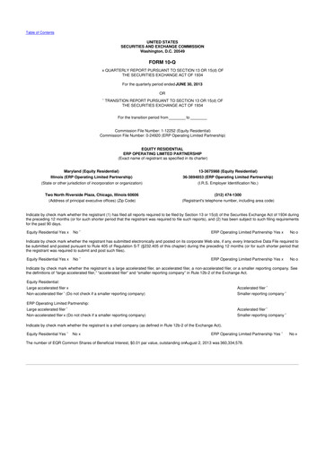 Thumbnail Equity Residential
 10-Q Quarterly Report FY 