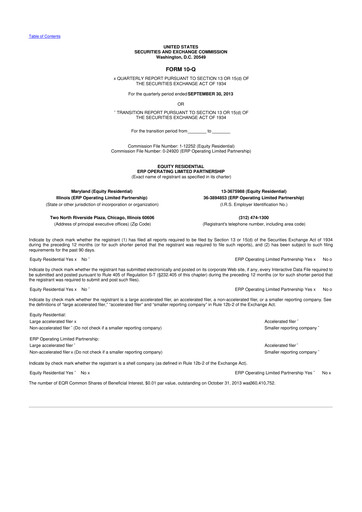 Thumbnail Equity Residential
 10-Q Quarterly Report FY 