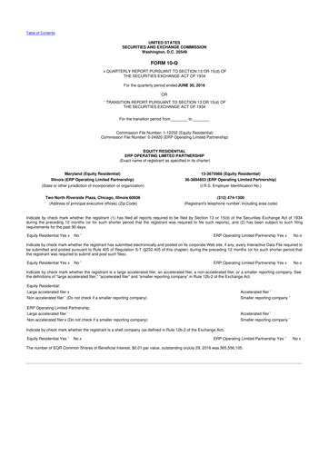 Thumbnail Equity Residential
 10-Q Quarterly Report FY 