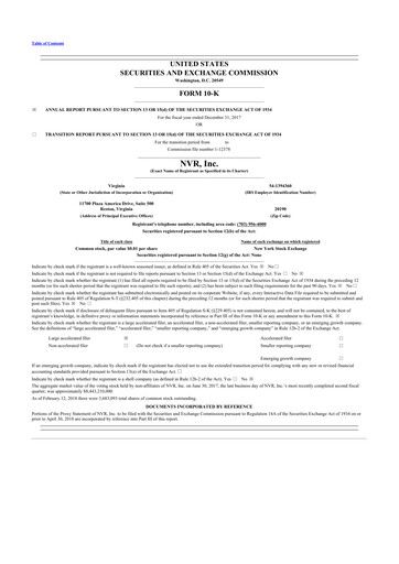 Thumbnail NVR 10-K Annual Report 2017