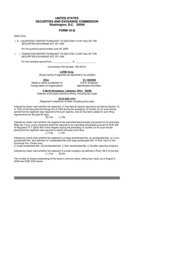 Thumbnail LCNB Corp.
 10-Q Quarterly Report FY 