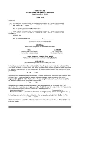Thumbnail LCNB Corp.
 10-Q Quarterly Report FY 