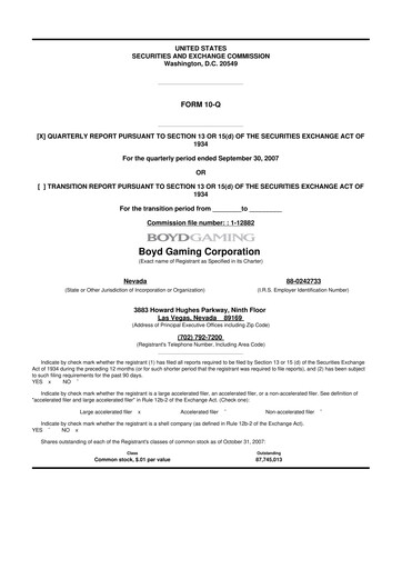 Thumbnail Boyd Gaming
 10-Q Quarterly Report FY 